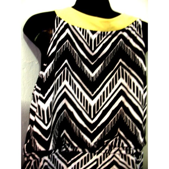 Notations Maxi Shift Retro Dress  Plus Size Large, Black/White/Yellow - Picture 15 of 15